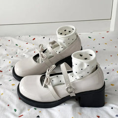 Futurecen College Mary Jane Shoes Women's College JK Uniform Shoes Kawaii black Lolita Shoes Y2K Women's Thick Bottom Small Leather Shoes