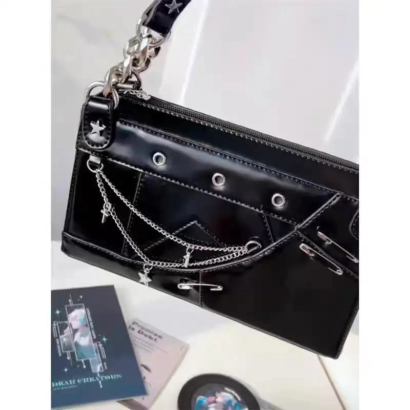 Futurecen  -  fancy bags Punk Women Ita Bags Fashion Y2K JK Uniform Underarm Shoulder Bolso Mujer Gothic Chains Subculture Crossbody Bag Female