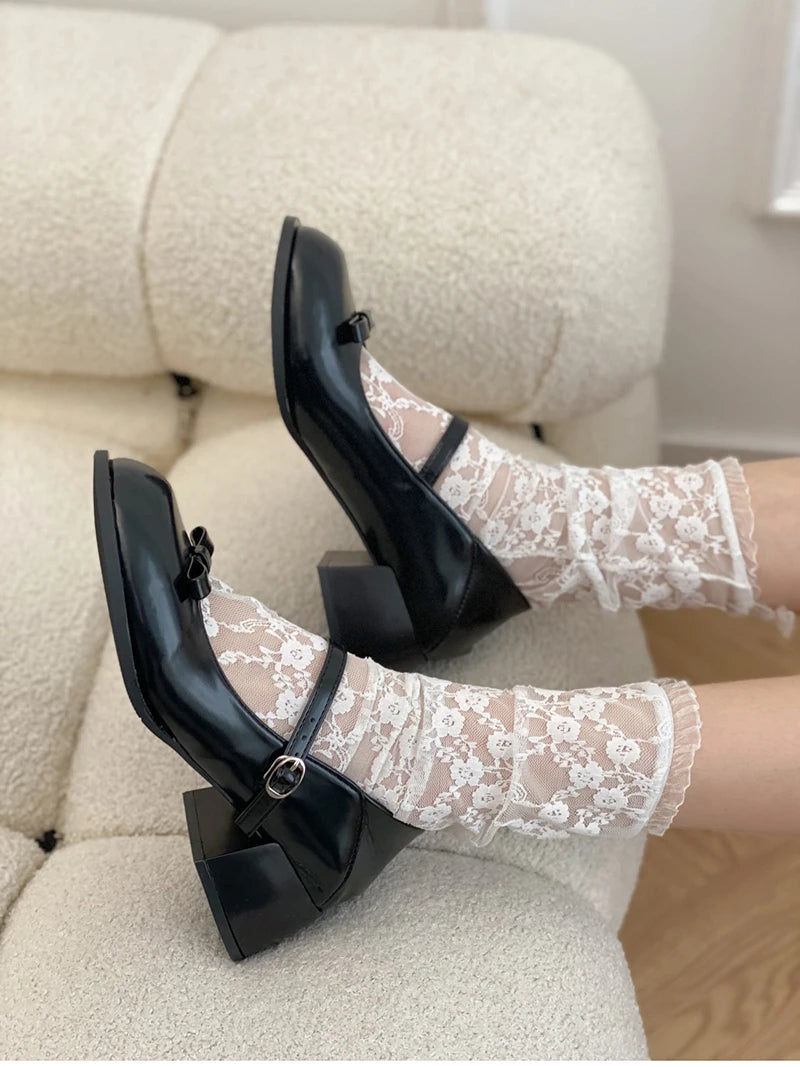 Futurecen 2024 Spring Mary Jane Shoes Women's Elegant Low Heel Shoes Fashion Casual Buckle Single Shoes Ladies College Style Footwear