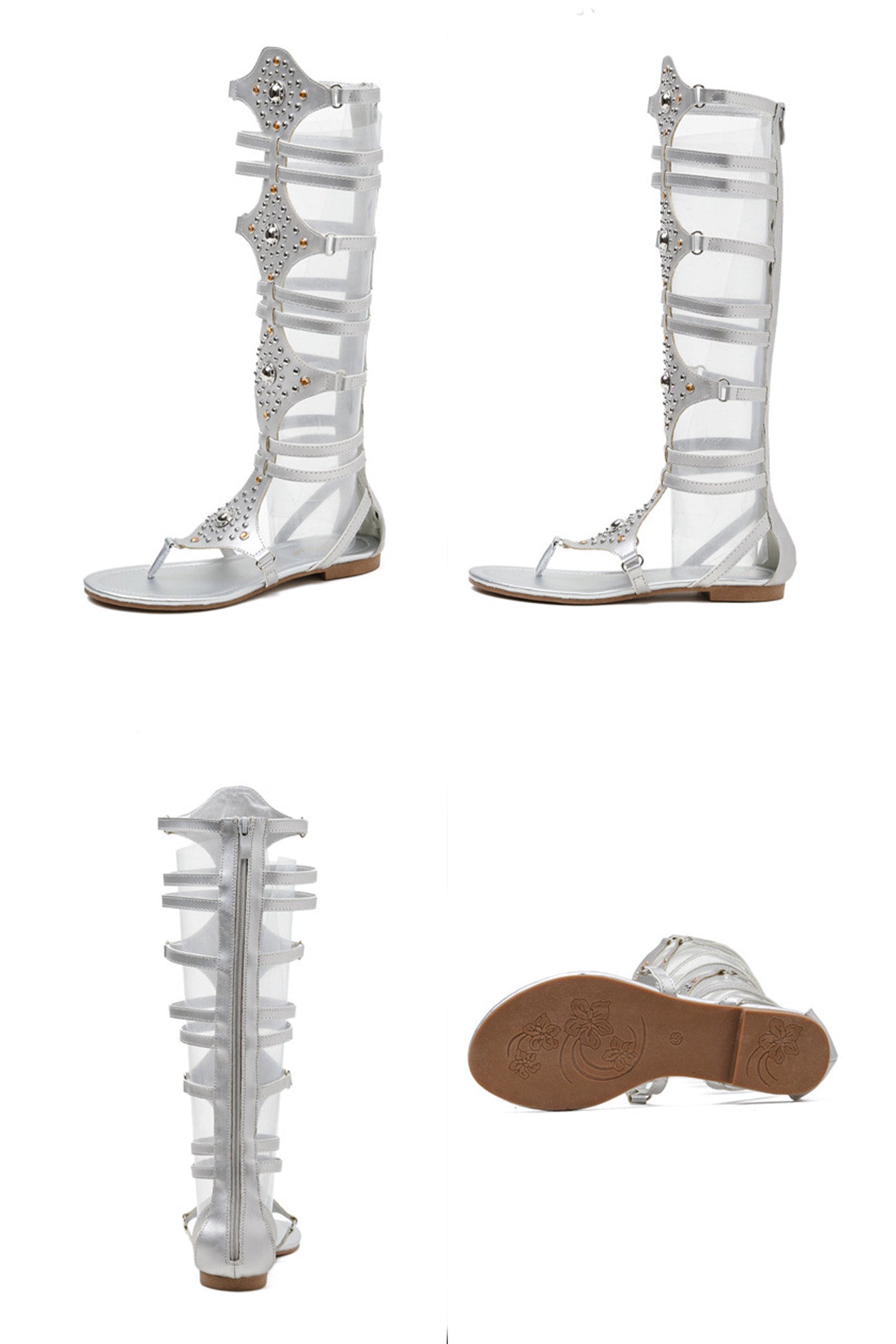 Rivet High Top Zipper Flat Sandals