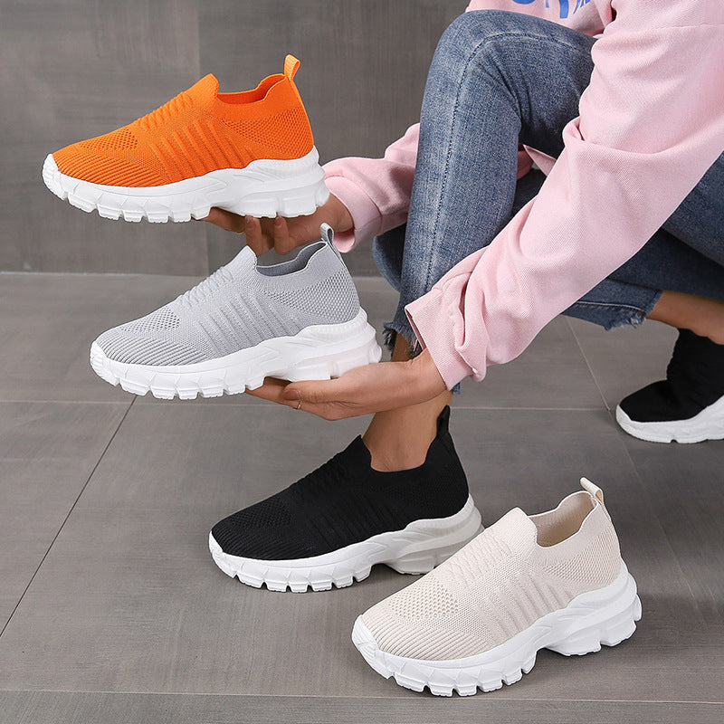 Women Knit Detail Slip On Wedge Sneakers