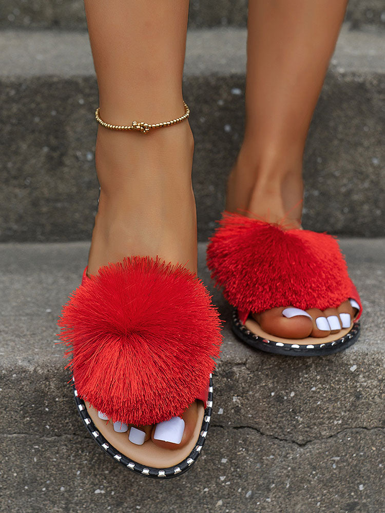 Plush Flat Slide Sandals