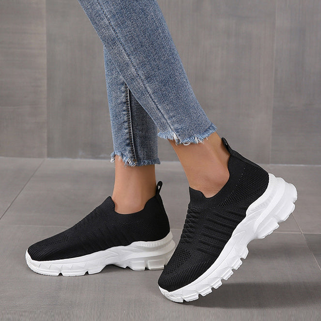 Women Knit Detail Slip On Wedge Sneakers