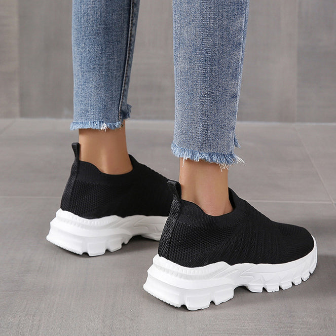 Women Knit Detail Slip On Wedge Sneakers