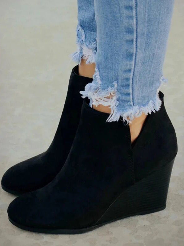 Leopard Cut Out Wedge Booties