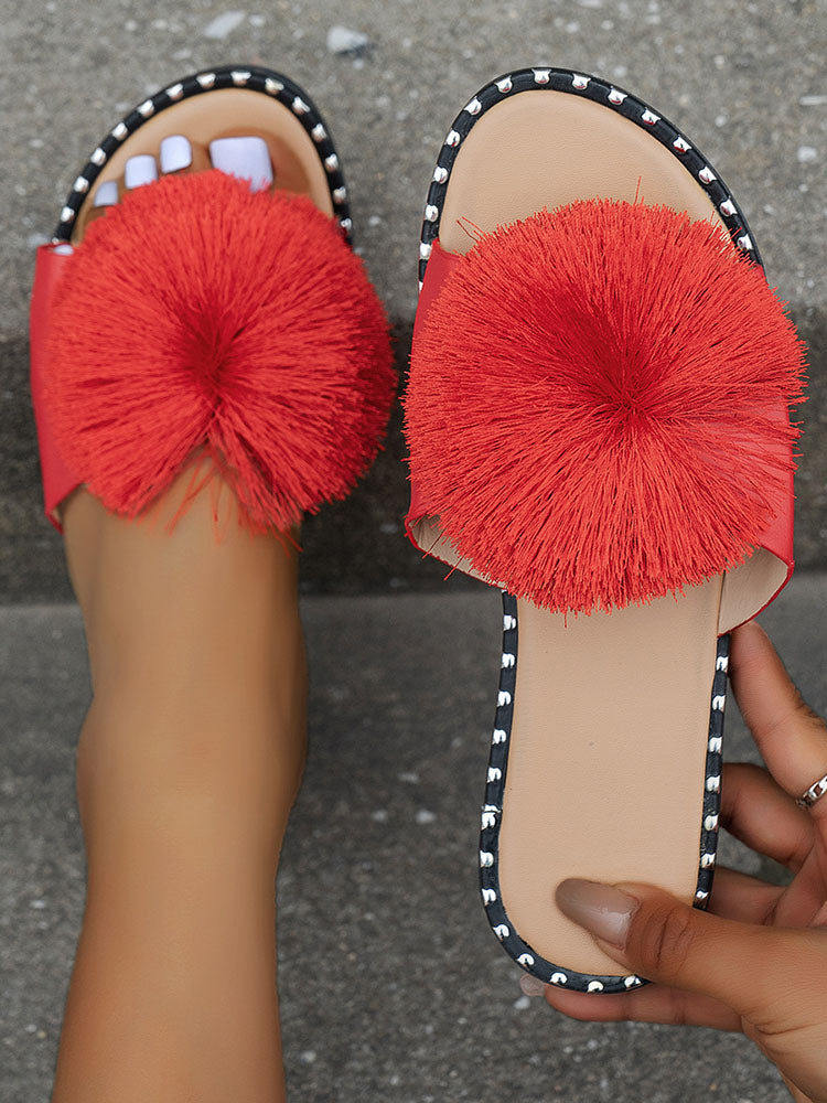 Plush Flat Slide Sandals