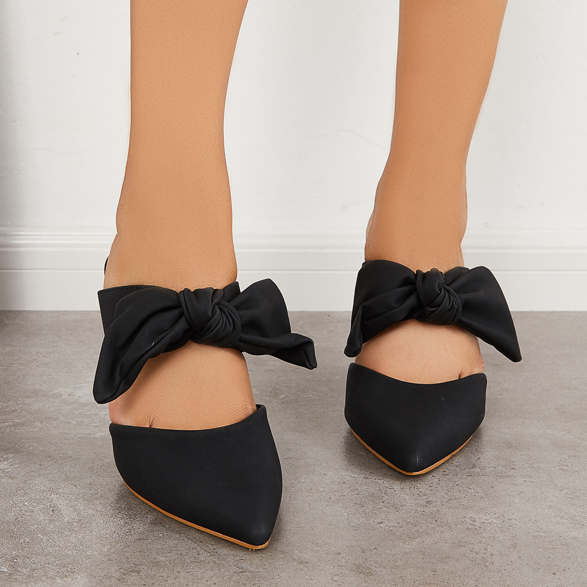 Bowknot Stiletto High Heel Mules Pointed Toe Dress Pumps