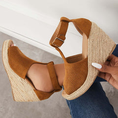 Women Espadrille Wedges Vintage Chic Adjustable Buckle Platform Sandals