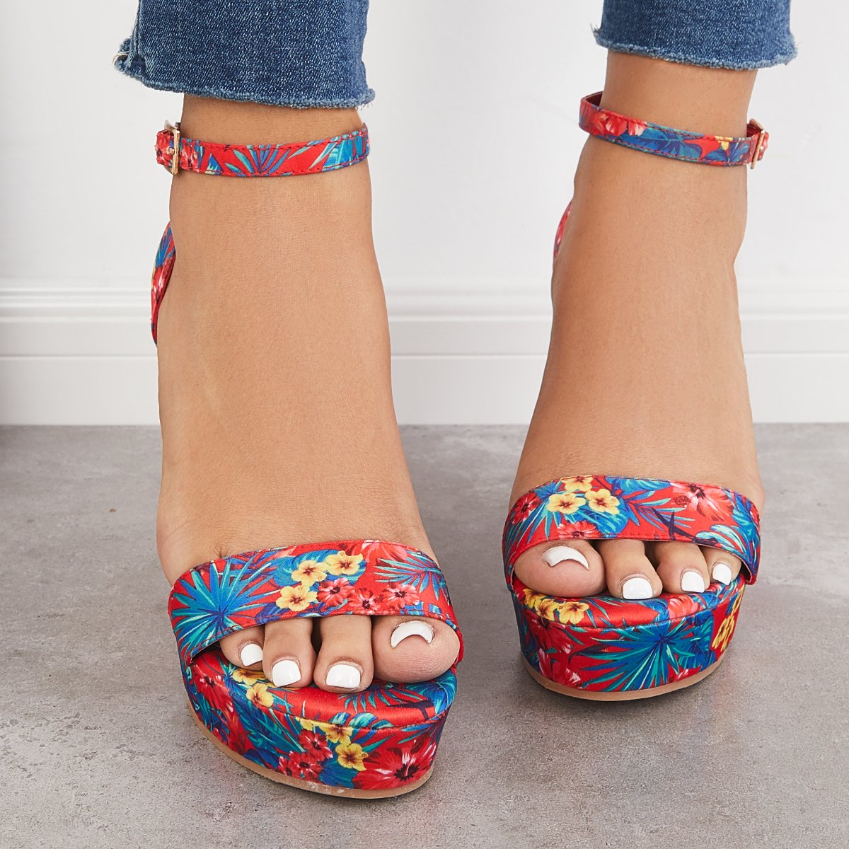 Women's Vintage Floral Printed Wedges Style Platform Wedges