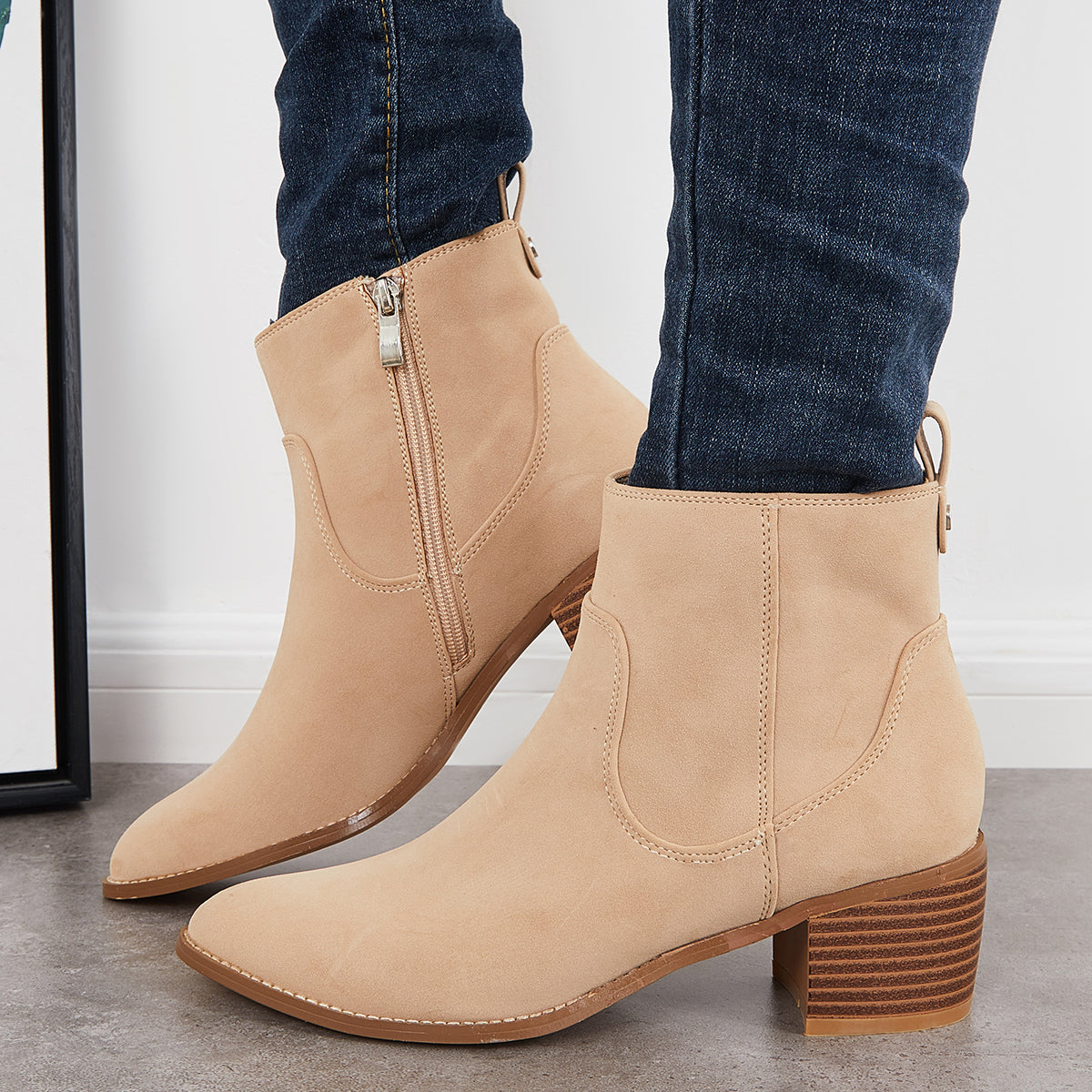 Women's Casual Chunky Ankle Boots