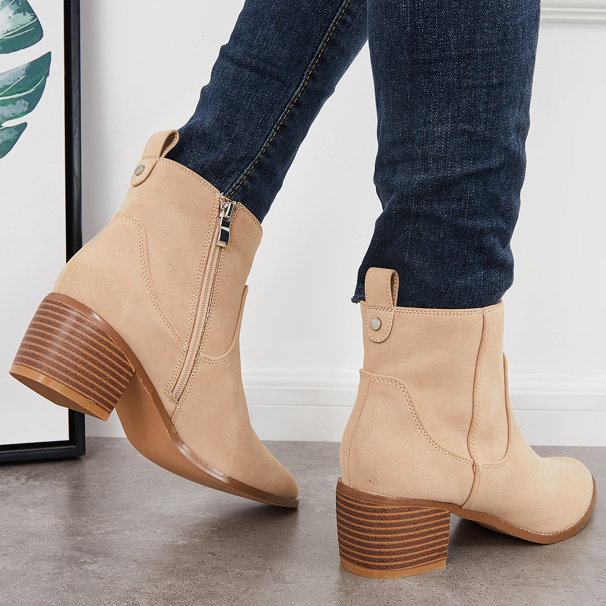 Women's Casual Chunky Ankle Boots