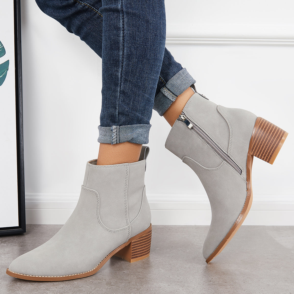 Women's Casual Chunky Ankle Boots