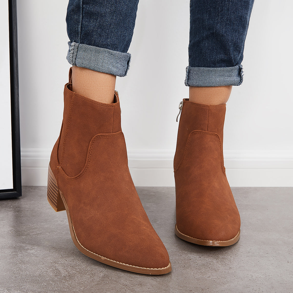 Women's Casual Chunky Ankle Boots