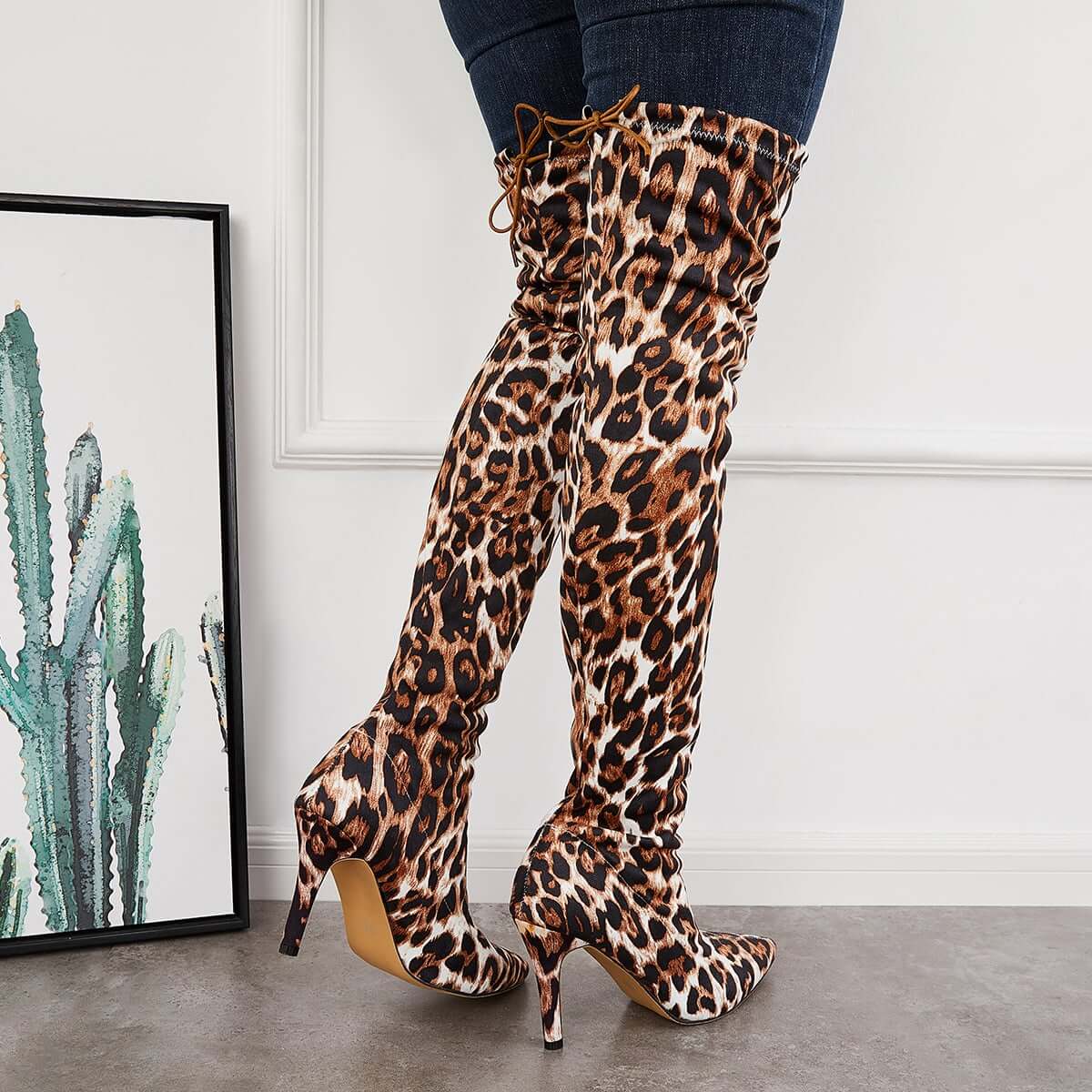 Women Fashion Leopard Knee High Boots