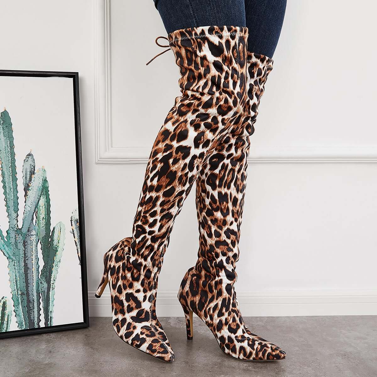 Women Fashion Leopard Knee High Boots