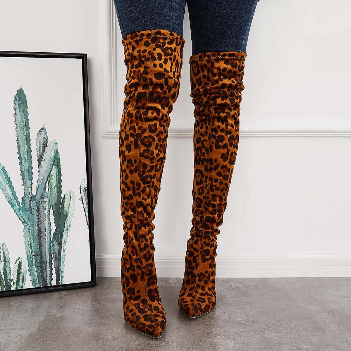 Women Fashion Leopard Knee High Boots