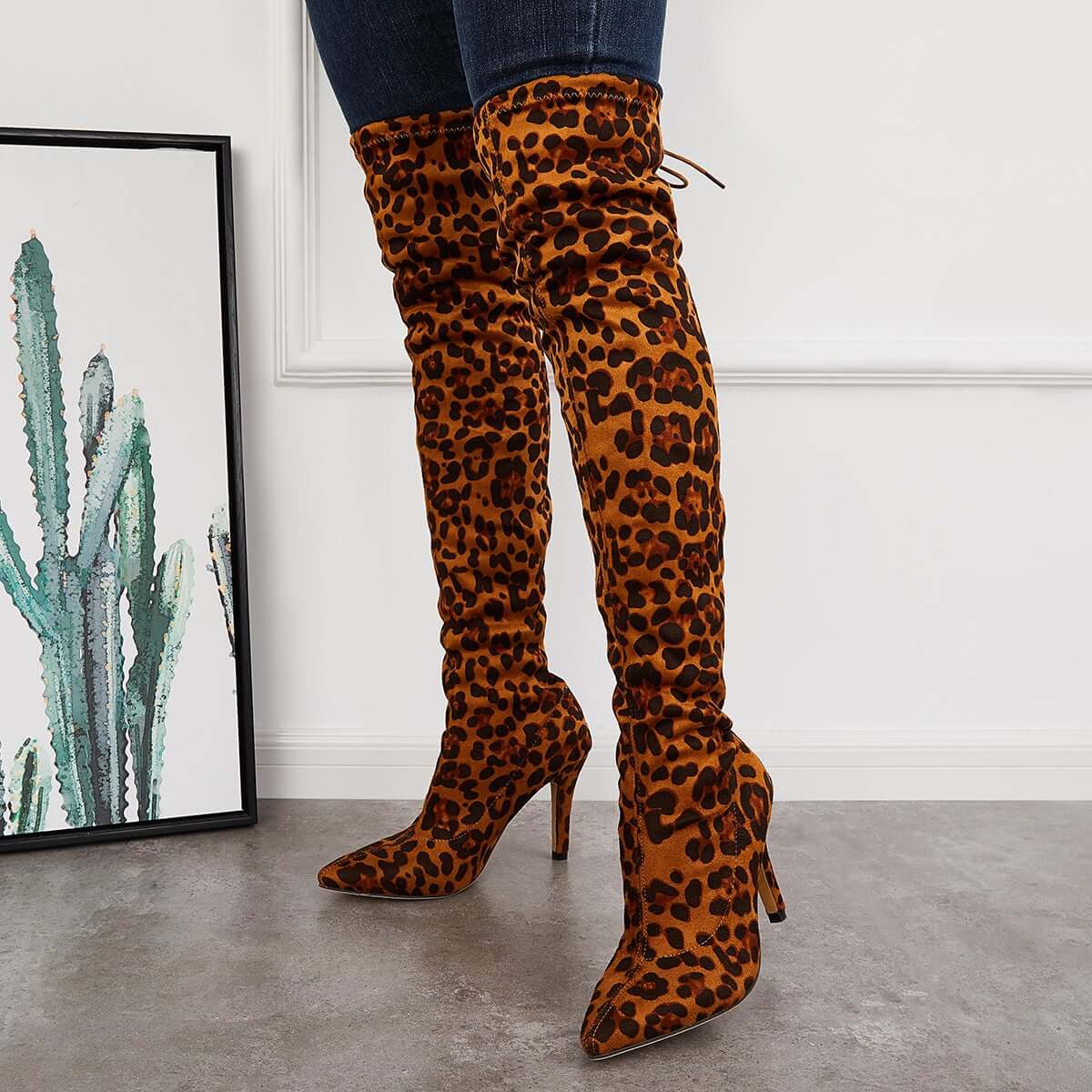 Women Fashion Leopard Knee High Boots