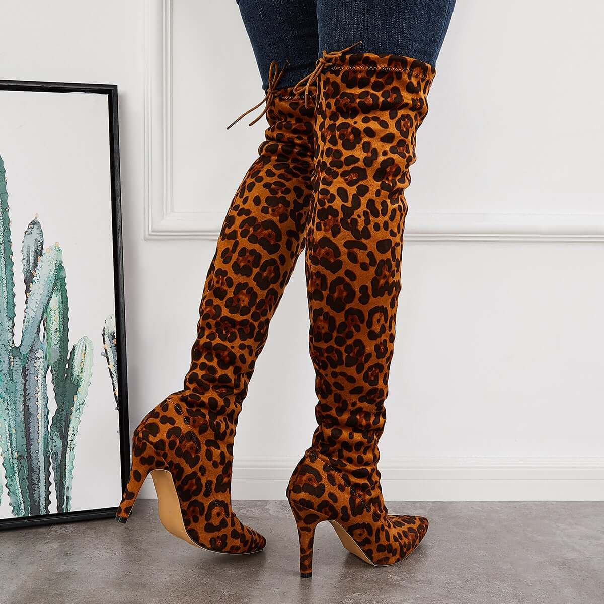 Women Fashion Leopard Knee High Boots