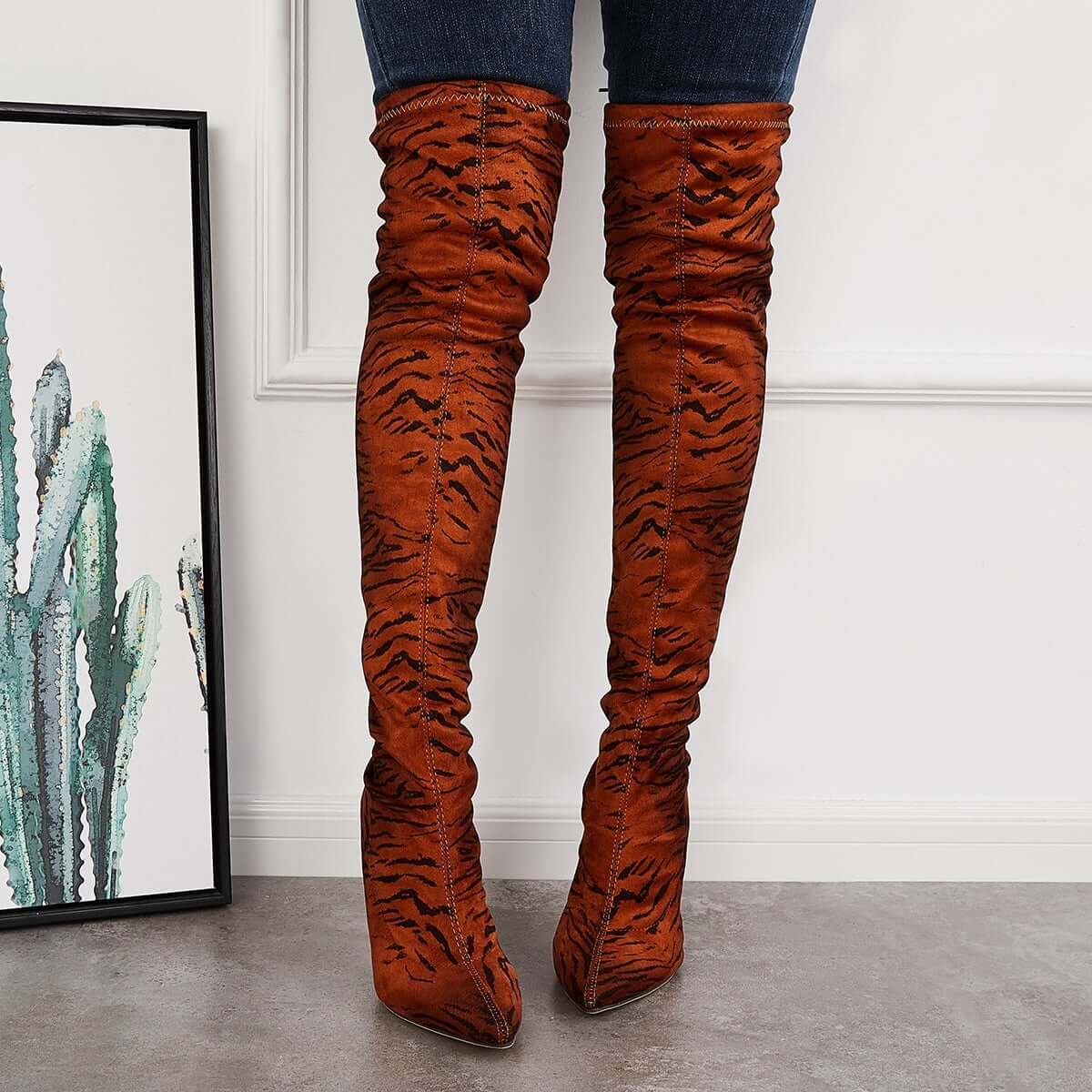 Women Fashion Leopard Knee High Boots