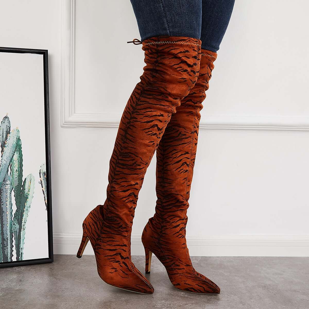 Women Fashion Leopard Knee High Boots