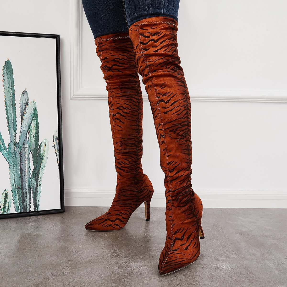 Women Fashion Leopard Knee High Boots