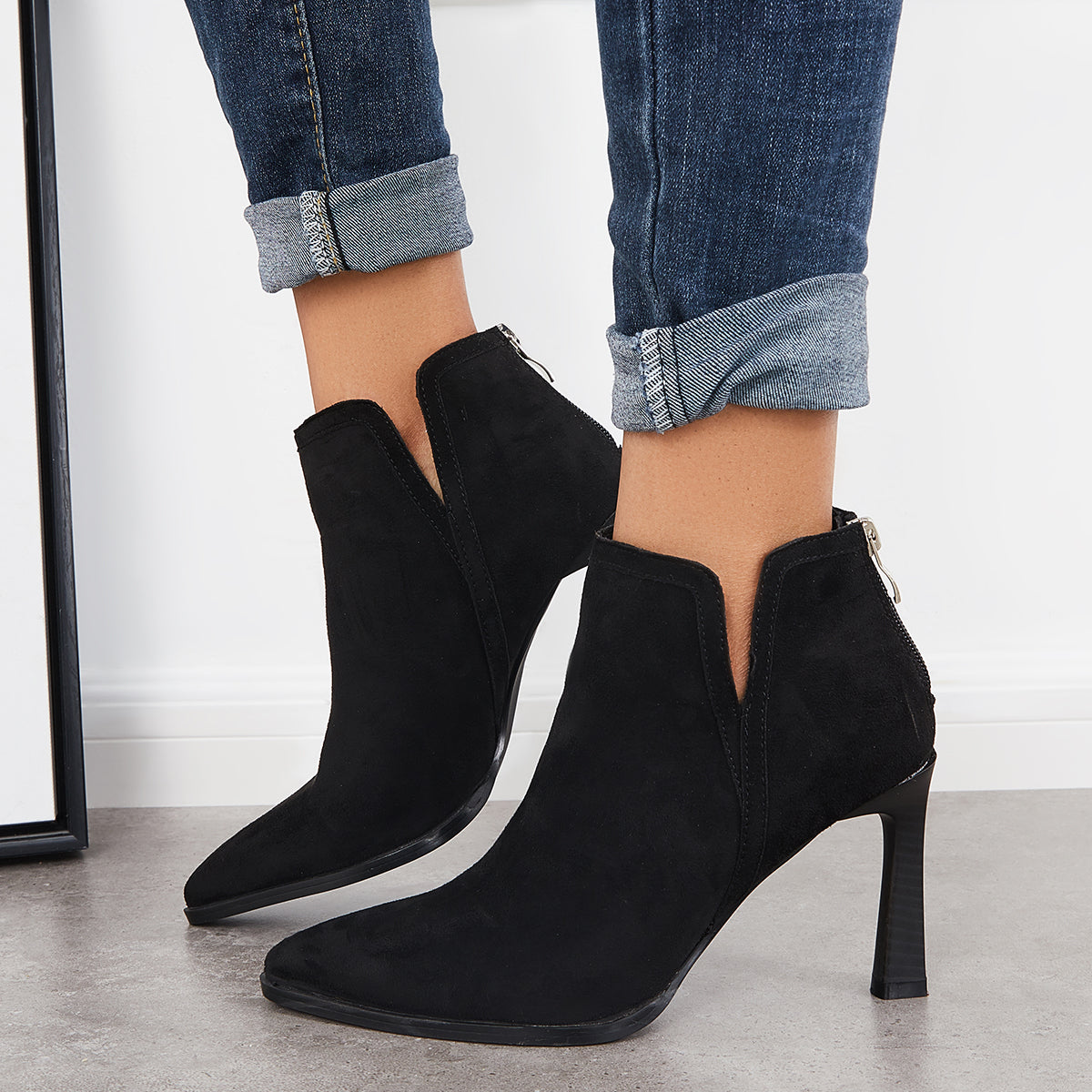 Women's Faux Leather & Suede Ankle Boots