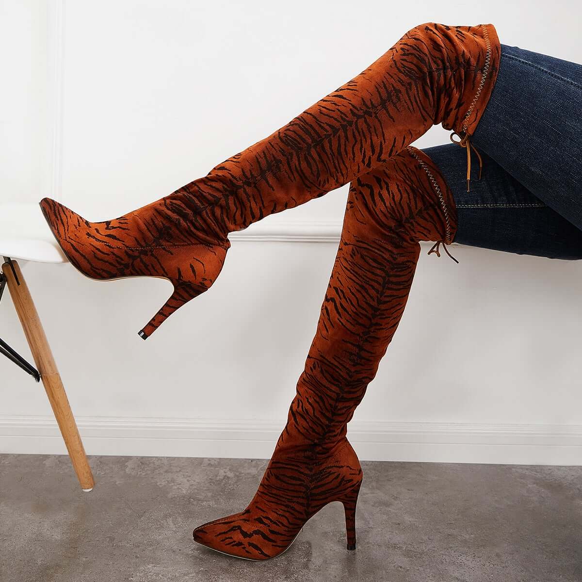 Women Fashion Leopard Knee High Boots