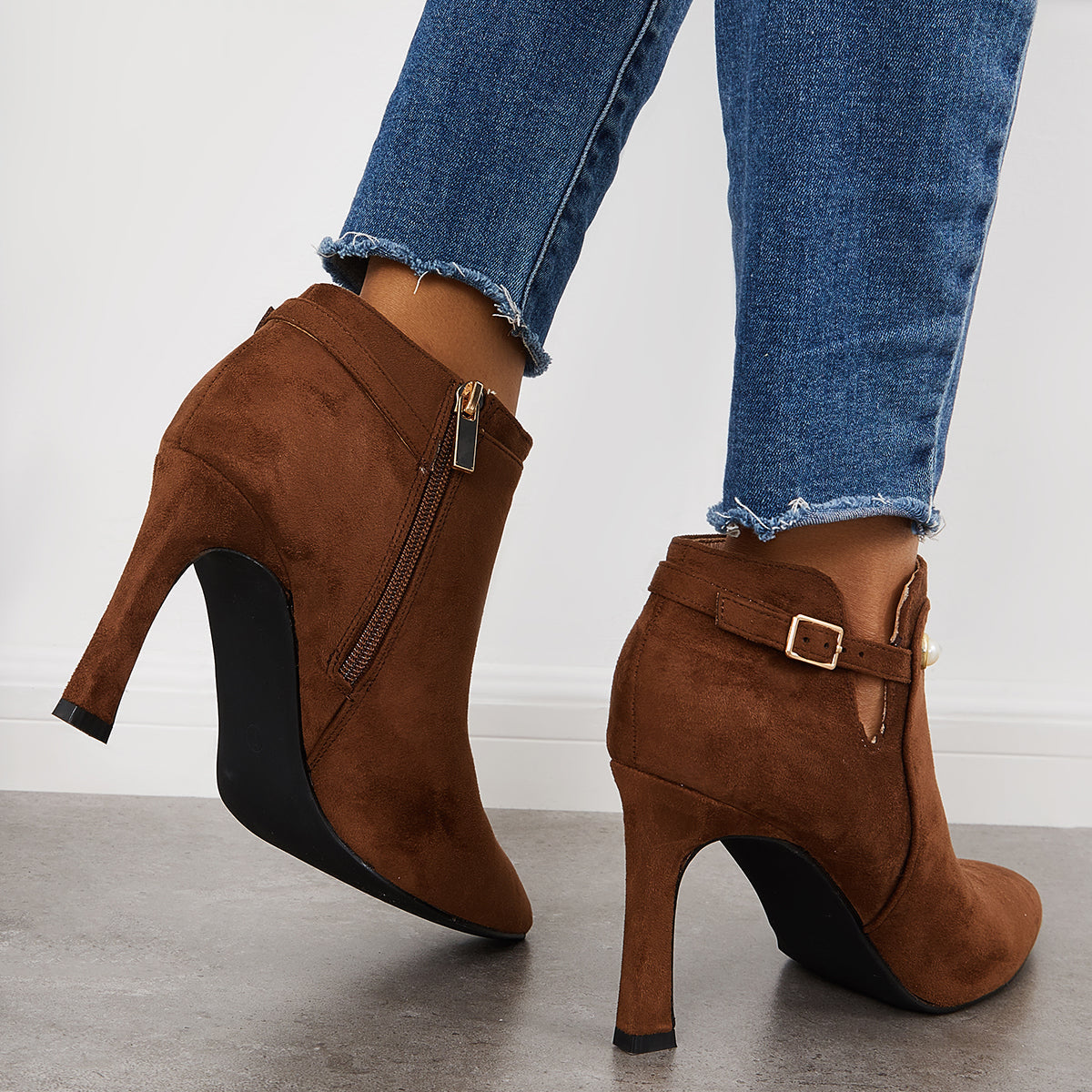 Women Pointed Toe Stiletto High Heels Ankle Boots