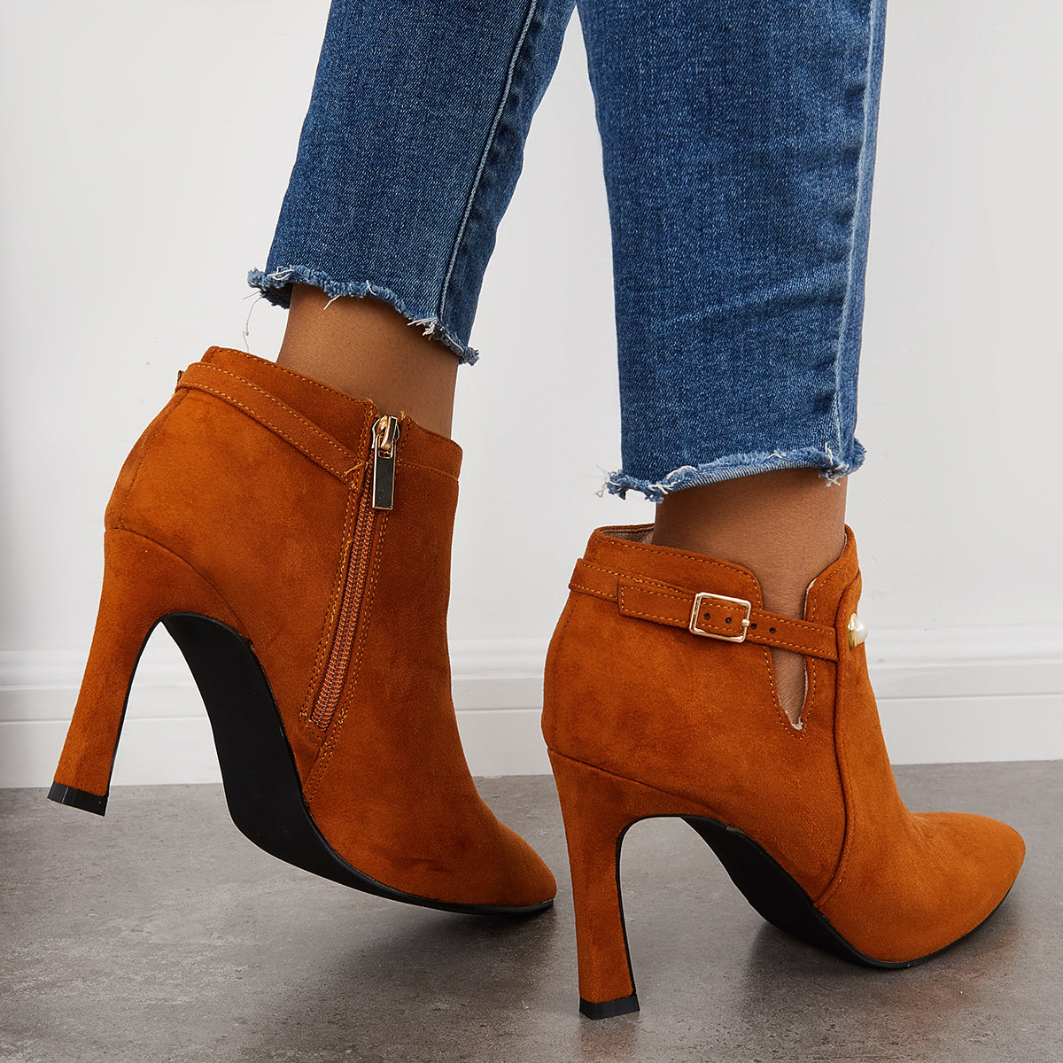 Women Pointed Toe Stiletto High Heels Ankle Boots