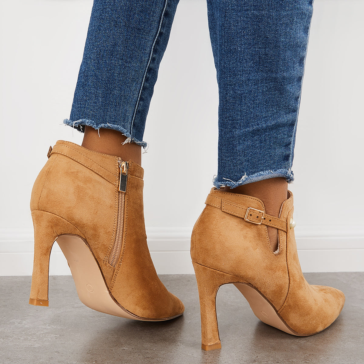 Pointed Toe Stiletto High Heels Ankle Boots Zipper Dressy Booties