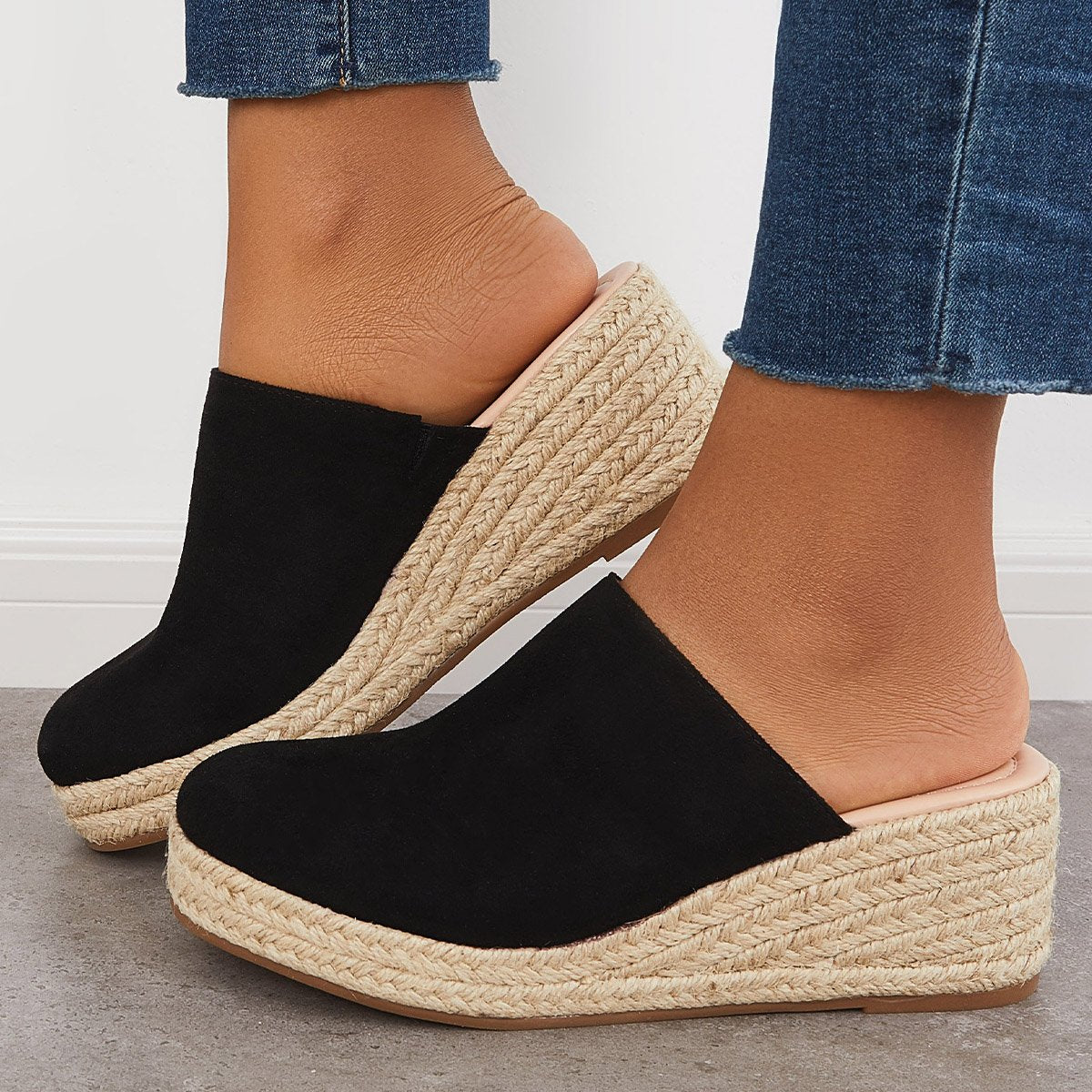 Women's Espadrilles Mule Wedges Dune Backless Wegde Slip on Slide Sandals