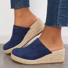 Women's Espadrilles Mule Wedges Dune Backless Wegde Slip on Slide Sandals