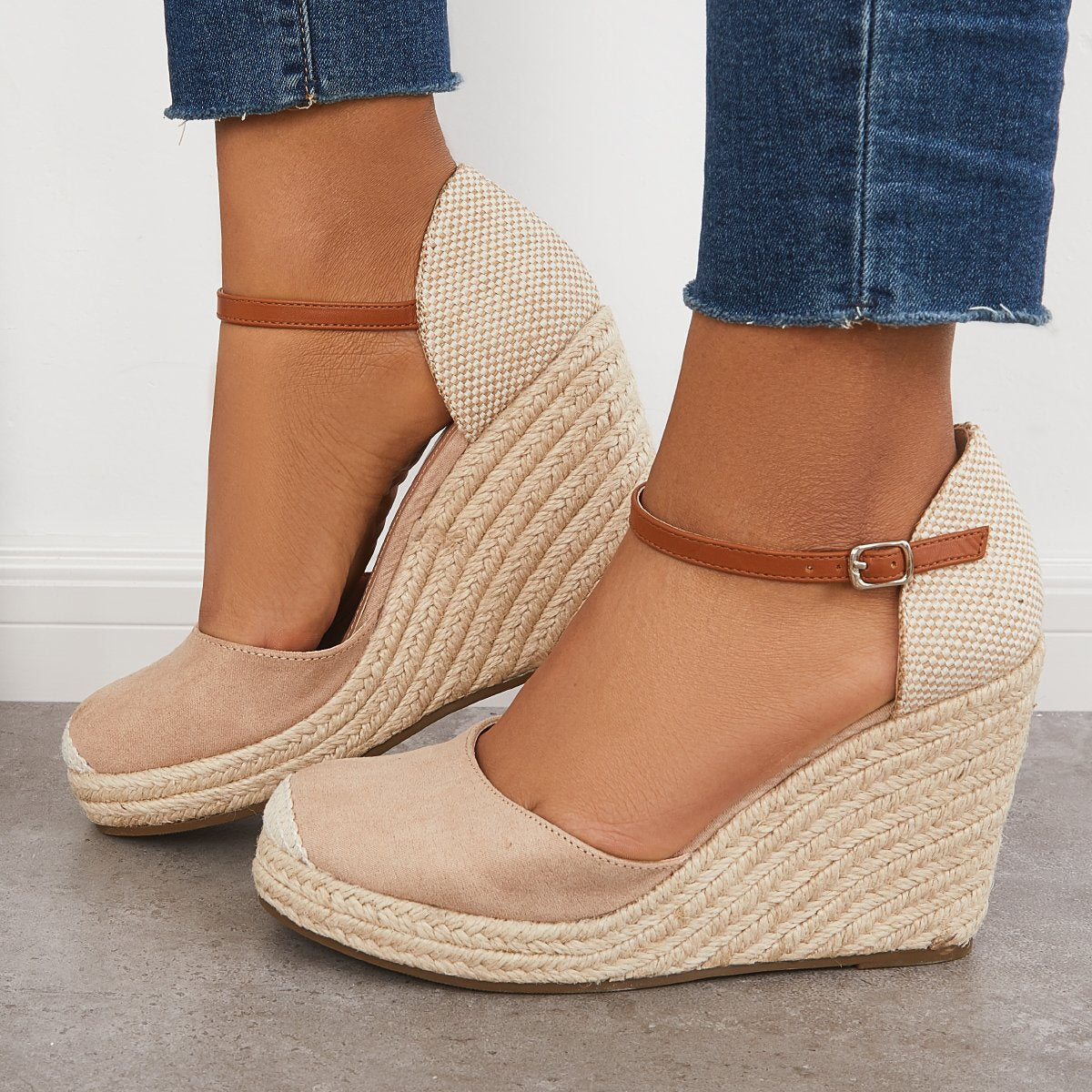 Women Platform Ankle Sandals Summer Closed Toe Espadrilles Wedges Strap Dress Sandals