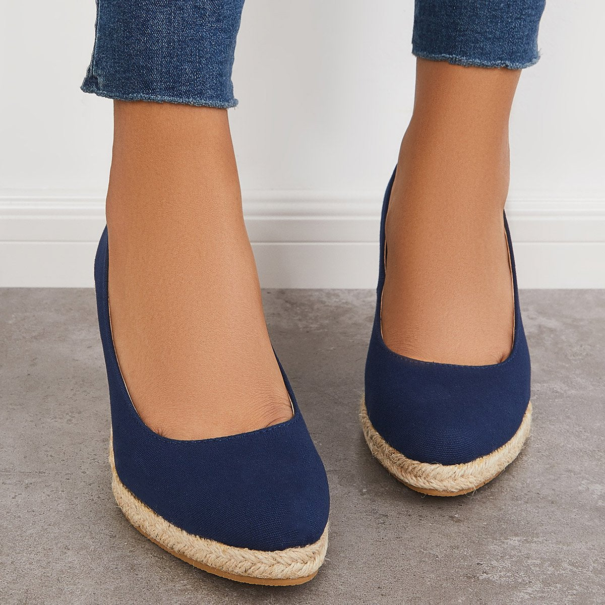 Women Elegant Platform Espadrilles Wedge Sandals Slip On Closed Toe Pumps