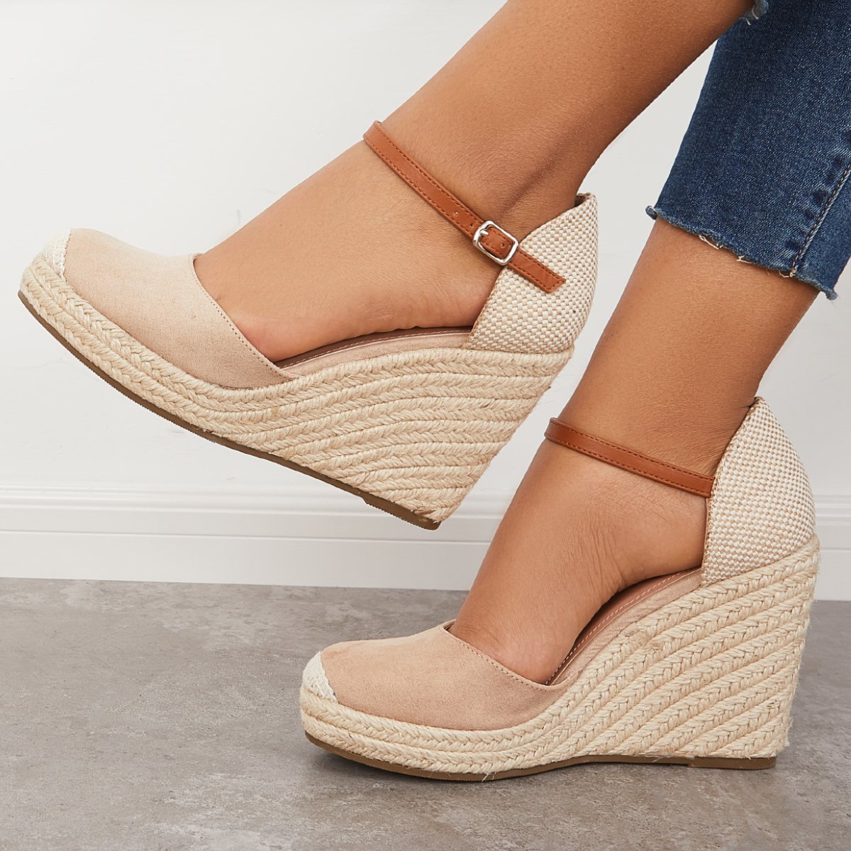 Women Platform Ankle Sandals Summer Closed Toe Espadrilles Wedges Strap Dress Sandals