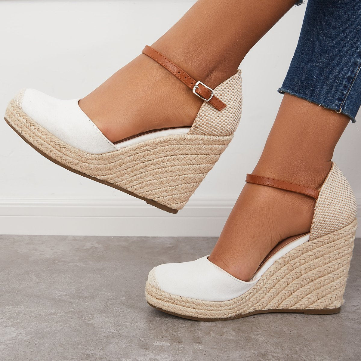 Women Platform Ankle Sandals Summer Closed Toe Espadrilles Wedges Strap Dress Sandals