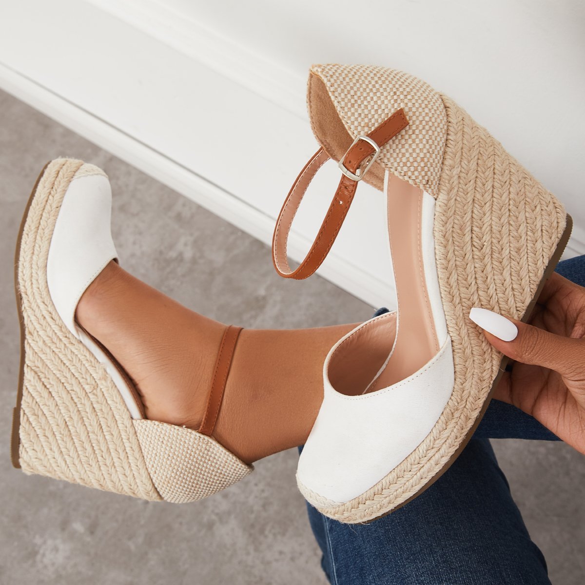 Women Platform Ankle Sandals Summer Closed Toe Espadrilles Wedges Strap Dress Sandals