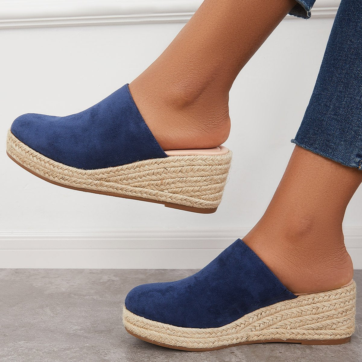 Women's Espadrilles Mule Wedges Dune Backless Wegde Slip on Slide Sandals