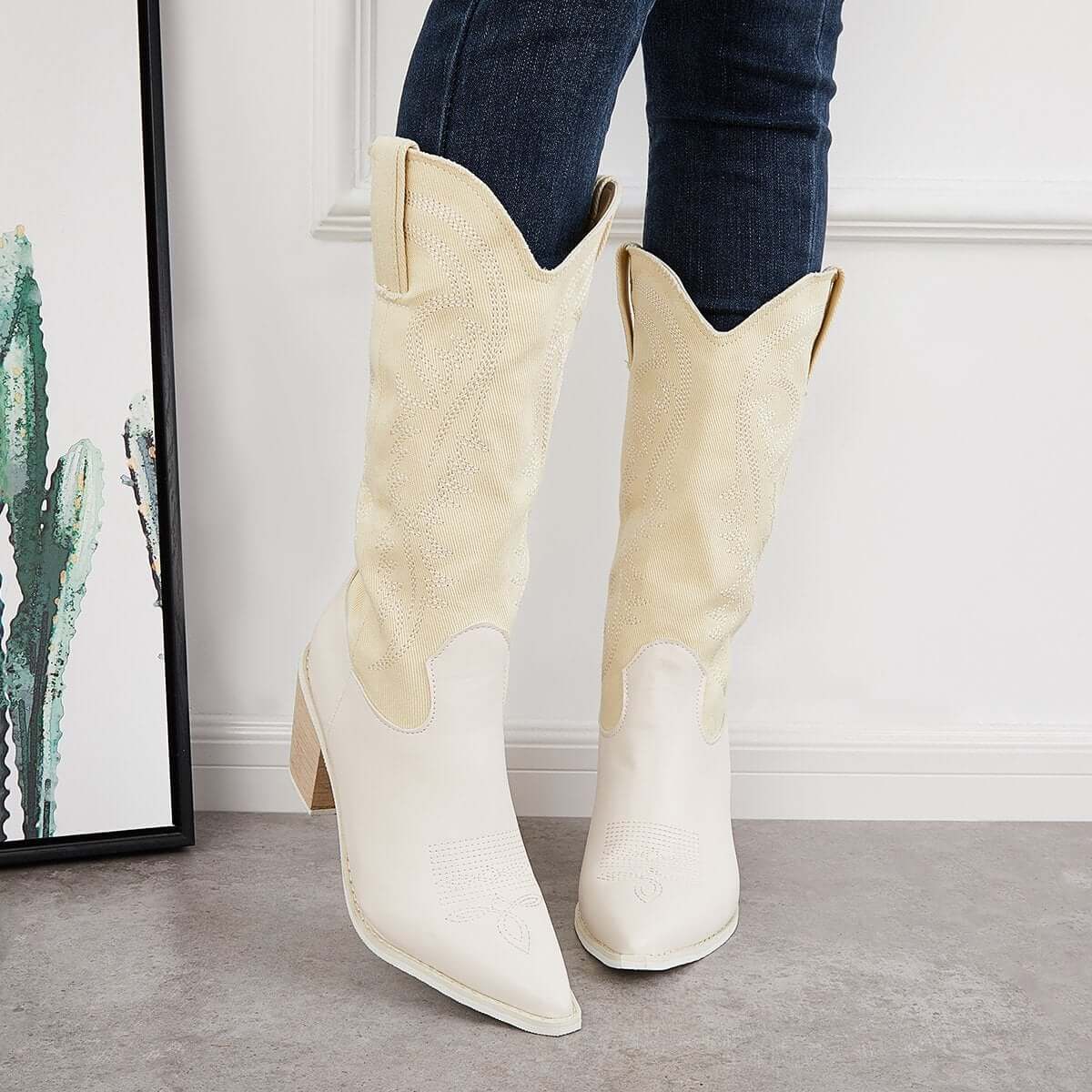 Women's Vintage Western Cowgirl Boots Knee High Riding Boots Imily Bela