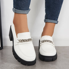 Slip on Penny Loafers Platform Chunky Heels Lug Sole Shoes