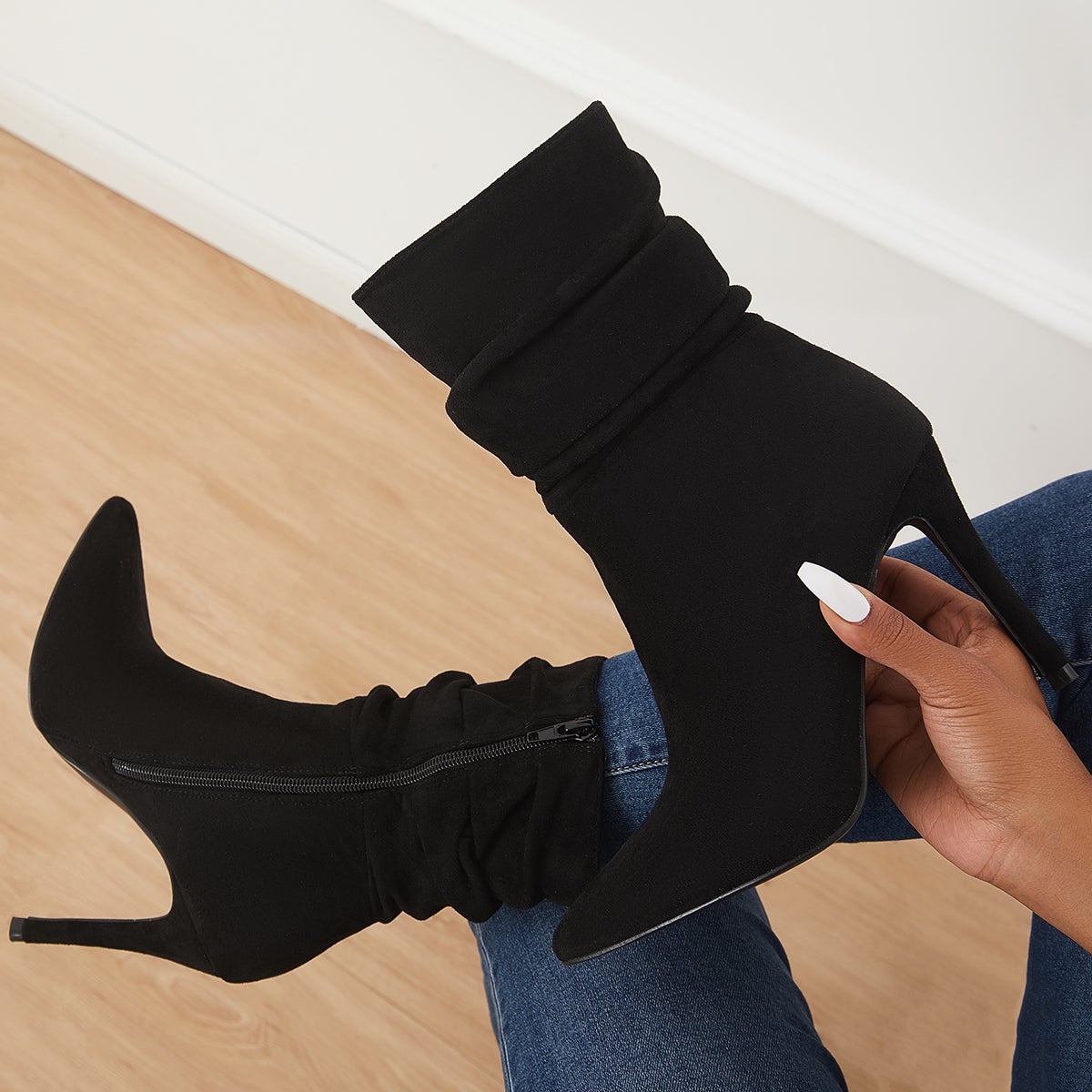 Women Winter High Heel Ankle Sock Booties