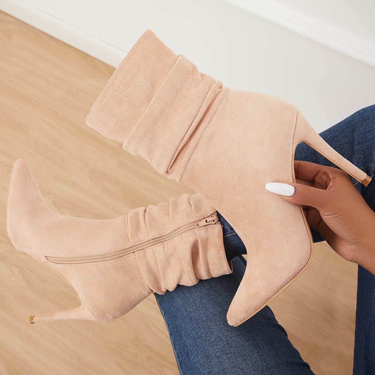 Women Winter High Heel Ankle Sock Booties