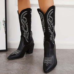 Women's Vintage Western Cowgirl Boots Knee High Riding Boots Imily Bela