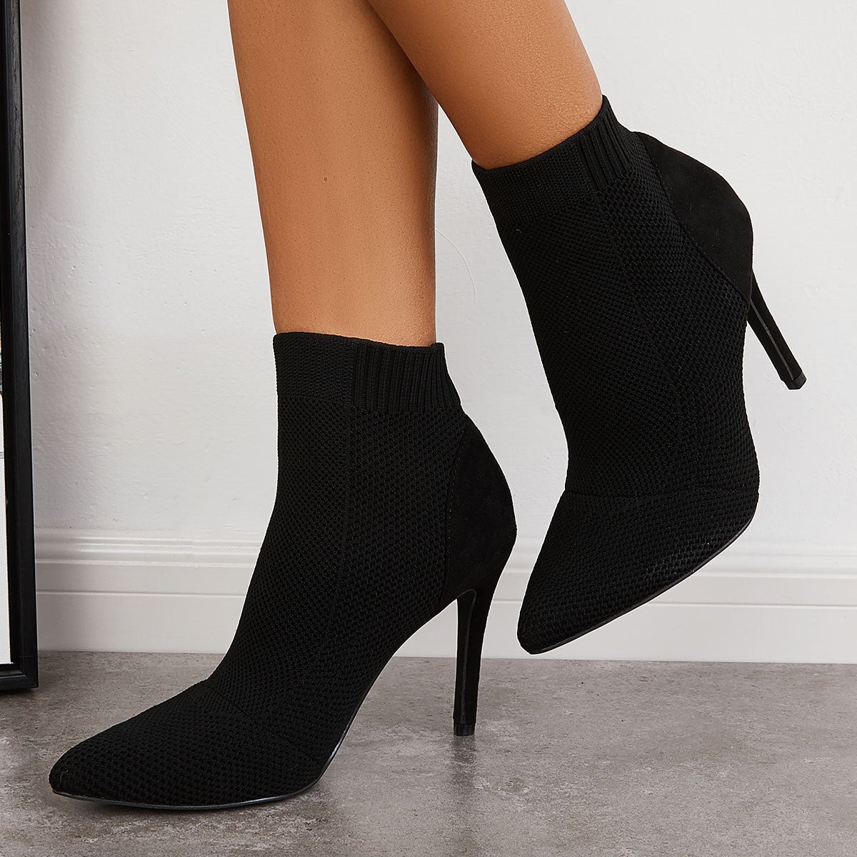 Women Knitted Heel Boots Stretch Sock Boots Stiletto High Heel Booties