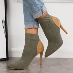 Women Knitted Heel Boots Stretch Sock Boots Stiletto High Heel Booties