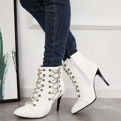 Women Zipper Boots Pointed Toe High Heel Ankle Boots Stiletto Zipper Booties