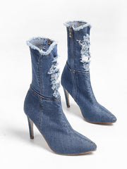 Denim High Heels Boots