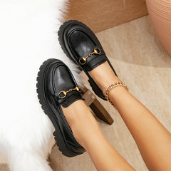 Women Vintage Classic Commute Platform Wedge Loafers