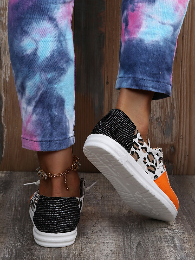 Leopard Lace Up Sneakers