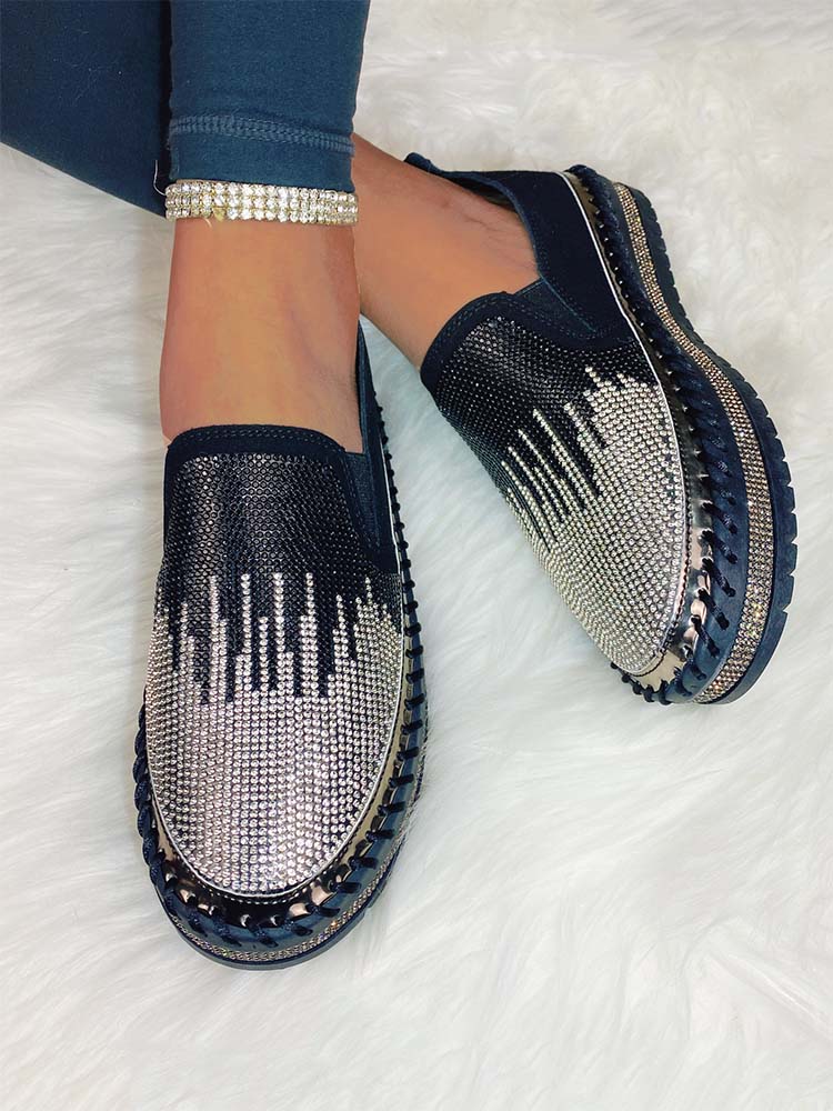 Rhinestone Slip-on Loafer Shoes